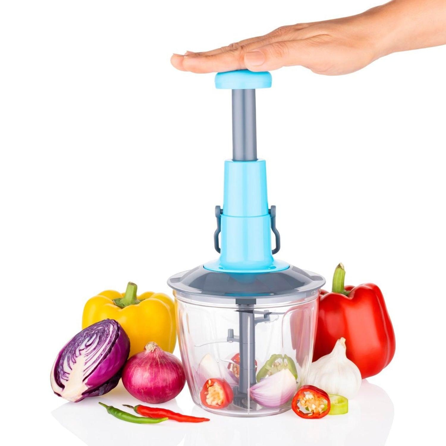 6 Tips Manual Hand-Press Vegetable Chopper (1100 Ml) - Image 4