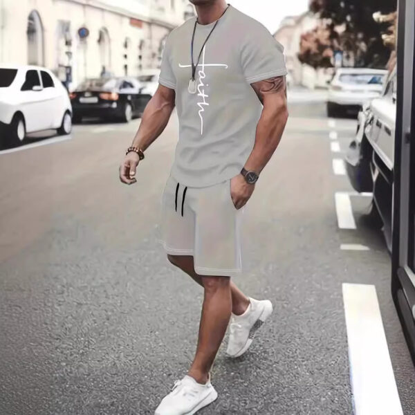 Casual Sports Suit Round Neck Short Sleeve 3d Digital Printing Design Two-piece Set - Image 2