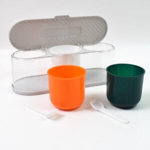 Home Kitchen 3 Grid Seasoning Spice / Masala Box Kit With Spoon (Multicolor / 1 Set)