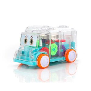 Transparent Musical Mini School Bus Toy For Children