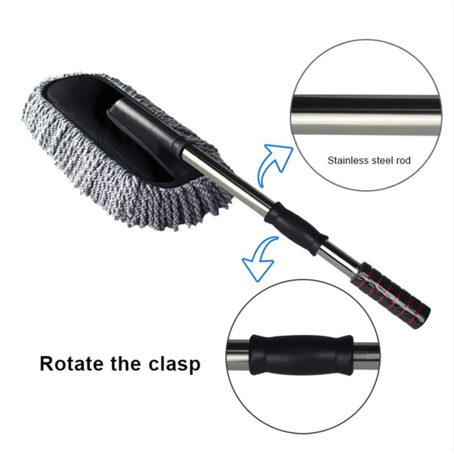 Car Duster & Microfiber Wash Brush Kit Long Retractable, Non-Slip Handle For Vehicle & Home Interior/Exterior Cleaning - Image 4