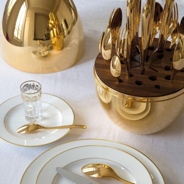 24-Piece Cutlery Set With Stylish Oval-Shaped Stand  Flatware With Egg-Shaped Spoon Holder (1 Set) - Image 2