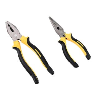 Combo Pliers Set  Long Nose And Flat Jaw Pliers For Diy, Repair & Crafts (2 Pc)