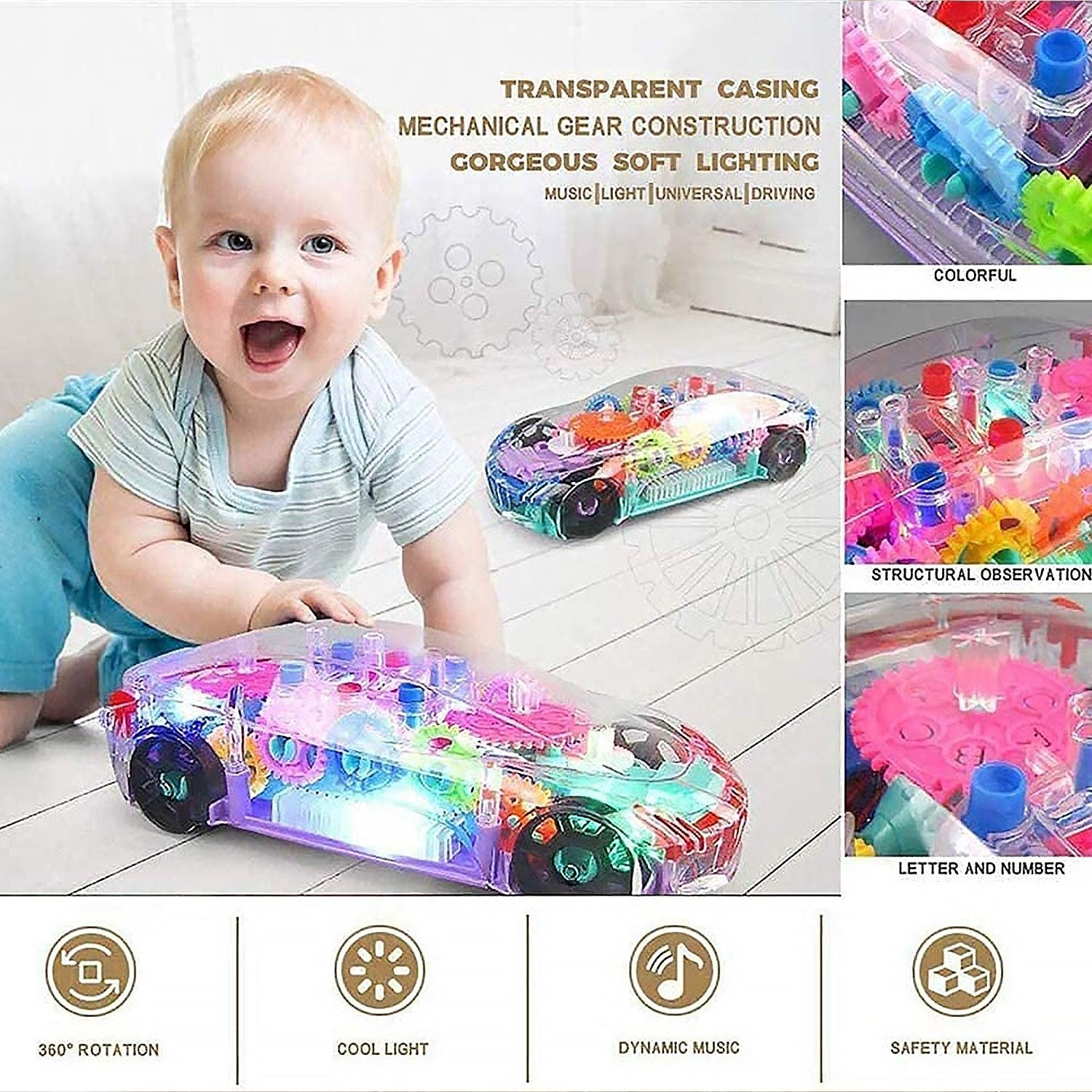 Automatic 360 Degree Rotating Transparent Gear Concept Car With Musical And 3D Flashing Lights Toy For Childrens Boys & Girls (Multicolor / Battery Not Included) - Image 5