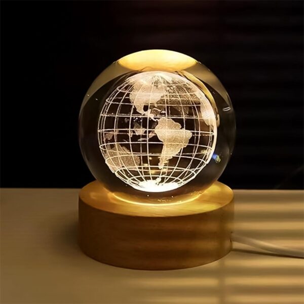 3D Globe Lamp  World Map Led Light Sphere With Wooden Base For Home & Office Décor (1 Pc)