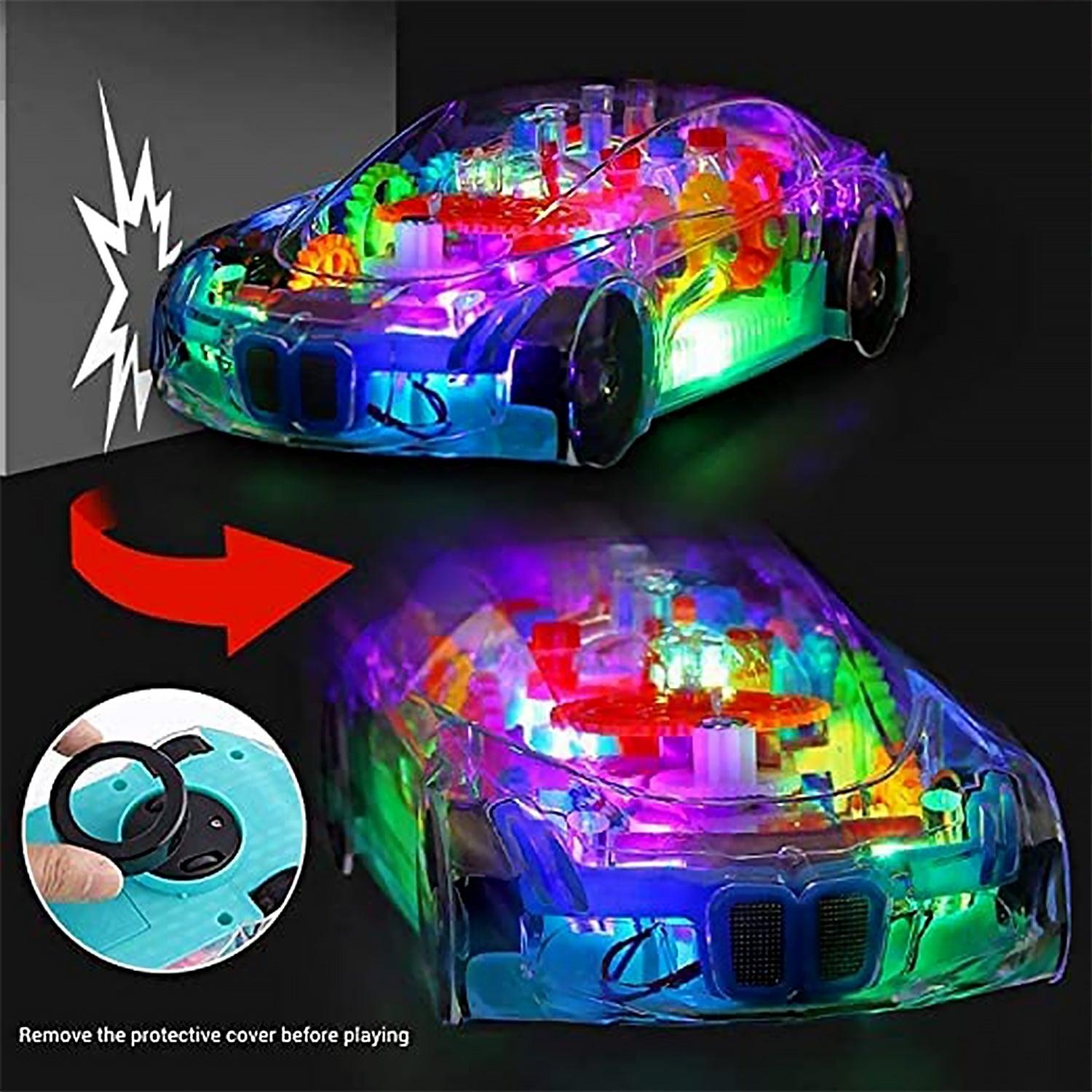 Automatic 360 Degree Rotating Transparent Gear Concept Car With Musical And 3D Flashing Lights Toy For Childrens Boys & Girls (Multicolor / Battery Not Included) - Image 3