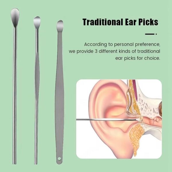 6-in-1 Ear Wax Cleaner Kit  Reusable Ear Cleaning Tools with Leather Pouch for Ear Hygiene Maintenance and Travel - Image 2