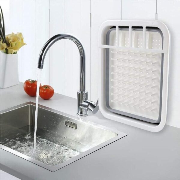 Collapsible Folding Silicone Dish Drying Rack With Spoon & Fork Storage Holder  Space-Saving Design For Efficient Drying And Organized Storage,  For Kitchen Use - Image 4