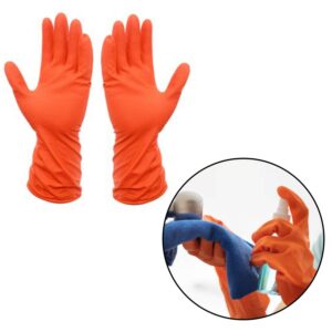 1 Pair Large Orange Gloves For Types Of Purposes Like Washing Utensils, Gardening And Cleaning Toilet Etc.