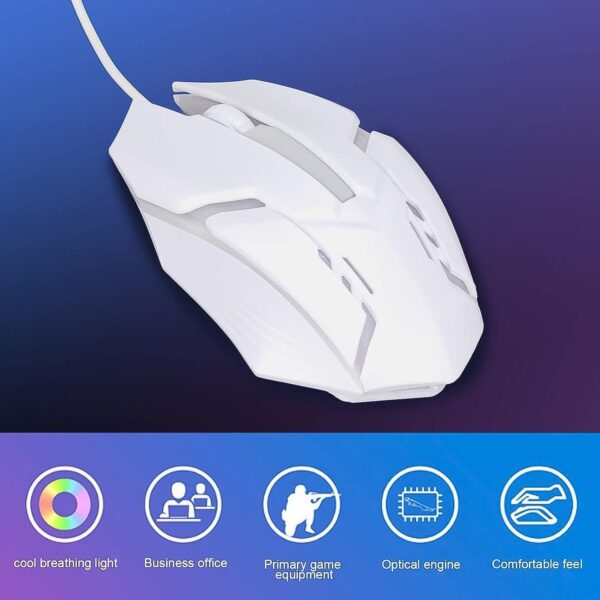 Usb Wired Mouse, Gaming Mouse Colorful / Lighting Luminous (1 Pc / Wihte) - Image 4