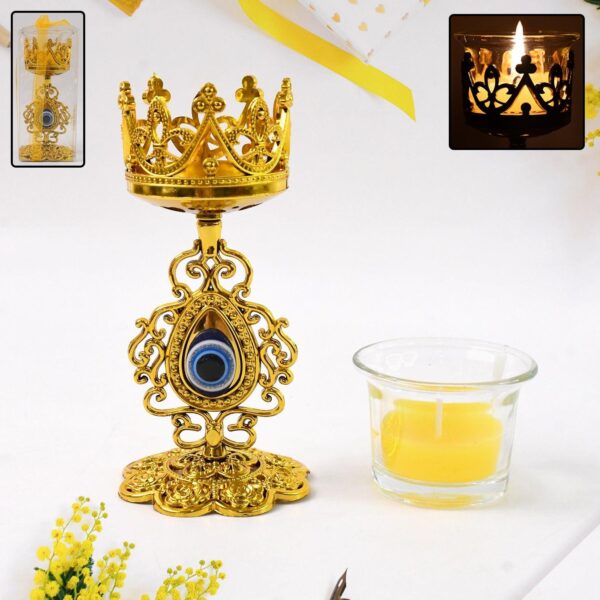 Flower Diwali Candle Holder With Plastic Stand (1 Set) - Image 2