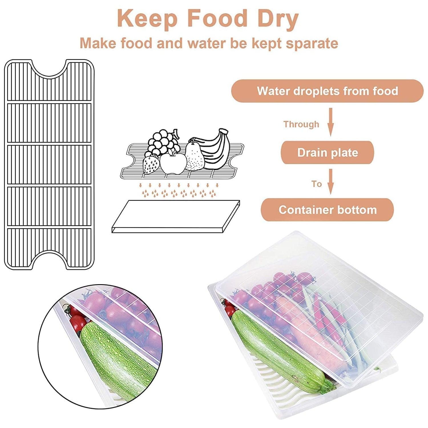 Plastic Food Storage Containers With Removable Drain Tray And Lid (3 Pcs Set) - Image 4