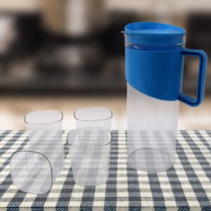 Transparent Stylish Fine Jug With Elegant Handle (2000 Ml Jug Approx & 4 Pcs Plastic Glass)