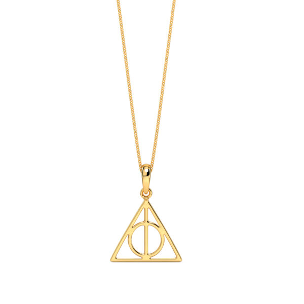 Harry Potter Deathly Hallows Necklace – Gold-Toned Pendant with Iconic Symbol | Minimalist Wizard Jewelry Gift - Image 5