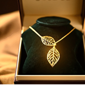 Gold-Toned Leaf Pendant Necklace – Elegant Lightweight Jewelry for Women & Girls