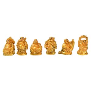 Set Of 6 Pieces  Statue For Happiness, Wealth, & Good Luck Decor For Prosperity And Success