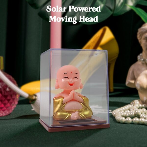 Solar Power Moving Head Buddha Statue Car Ornament (1 Pc / Mix Color) - Image 2