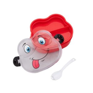 Double Layer Froggy Shape Lunch Box With Spoon (1 Pc / Mix Color)