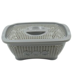 Multipurpose Plastic Storage Basket With Lid - Organizer For Kitchen, Bathroom & More (1 Pc)