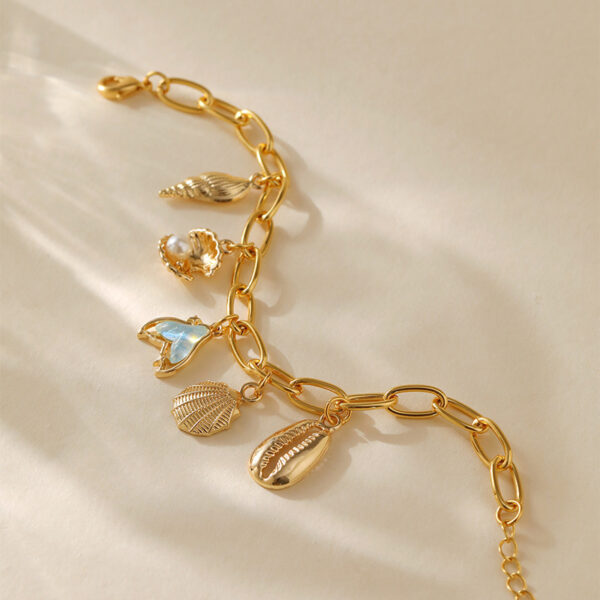 Copper Plating 18K Real Gold Color Retaining Bracelet Retro High Sense Handmade Pendant Bracelet - Image 4
