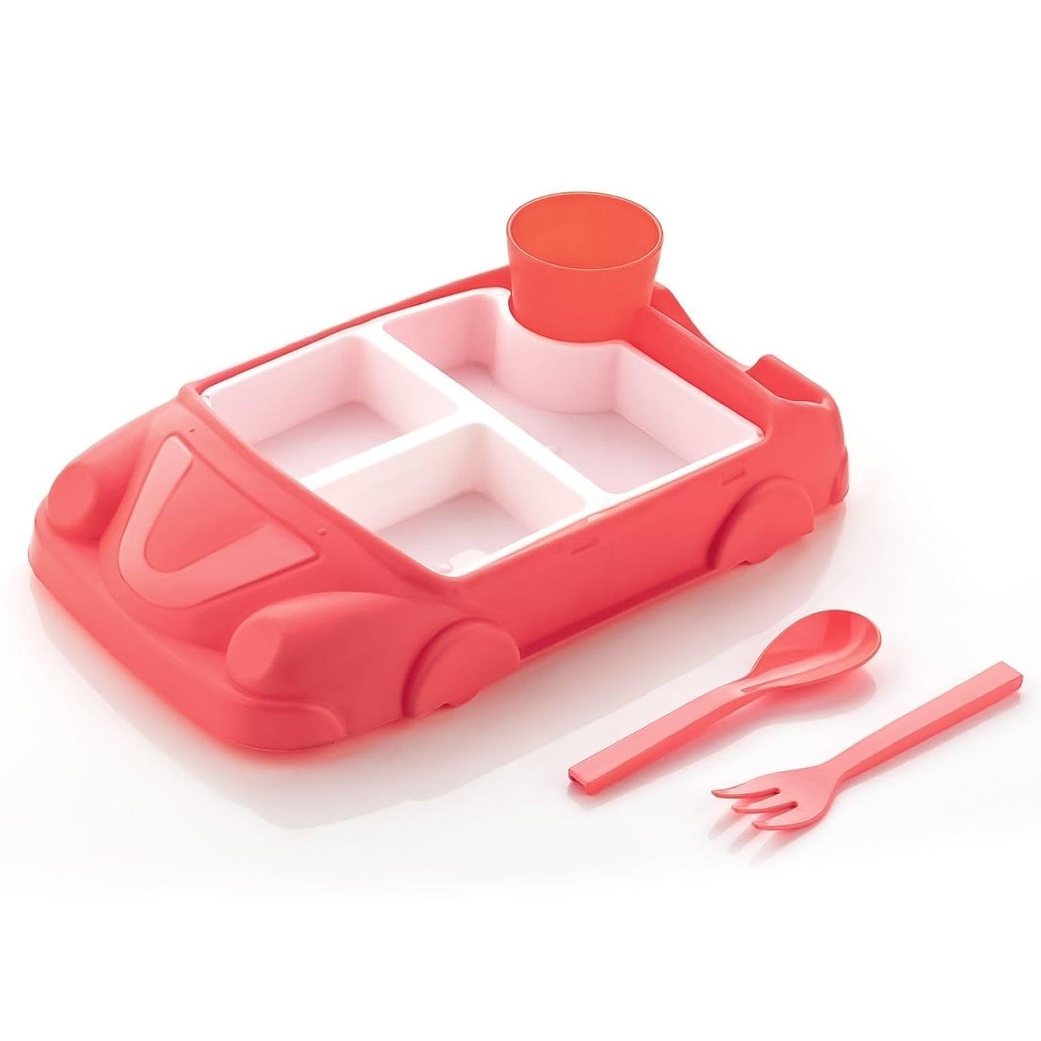Children'S Car Shaped Plates Cup / Lunch Box Dinnerware Set (4 Pcs Set / 1000 Ml Lunch Box) - Image 5