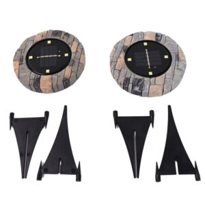 Disk Lights Slate – Outdoor Solar Pathway Lights With 4 Led (2 Pc) – Durable & Weather-Resistant For Pathways & Gardens