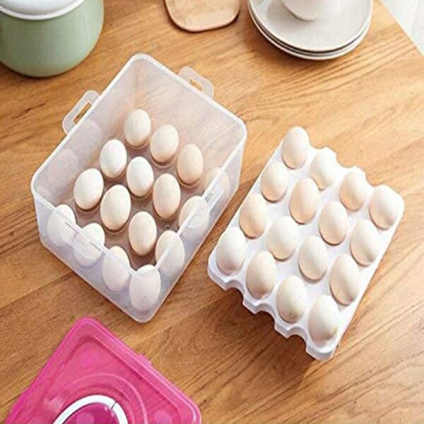 2-Layer 32-Grid Egg Tray With Lid  Egg Carrier Holder For Refrigerator & Camping Food Storage - Image 4
