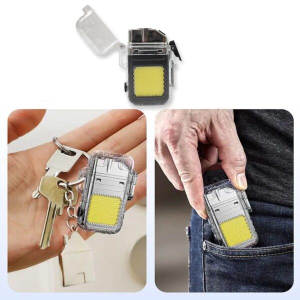 Usb Rechargeable Electric Lighter & 3 Modes Cob Flashlight (1 Pc) - Image 2