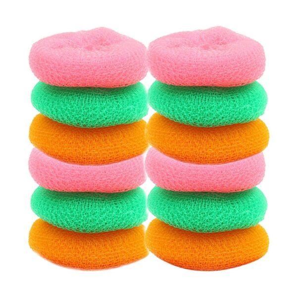 Plastic Scrubber Round Nylon Scrubbers (12 Pcs Set): Durable, Multi-Purpose Scrubbers For Efficient Cleaning And Scrubbing