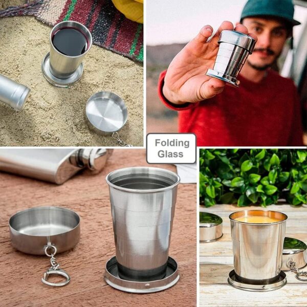 2 In 1 Camping Folding Cup With Keychain (1 Pc) - Image 4