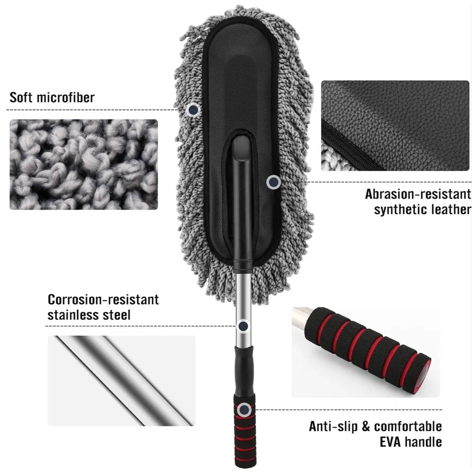 Car Duster & Microfiber Wash Brush Kit Long Retractable, Non-Slip Handle For Vehicle & Home Interior/Exterior Cleaning - Image 5