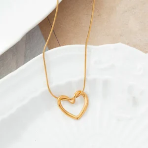 Gold Plated Open Heart Pendant Necklace for Women – Minimal Daily Wear Jewellery India