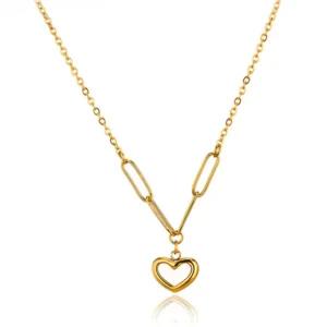 Gold Plated Heart Pendant Necklace for Women – White Enamel Love Charm, Minimal Jewellery India
