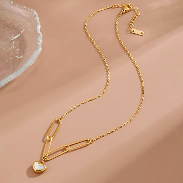 Gold Plated Heart Pendant Necklace for Women – White Enamel Love Charm, Minimal Jewellery India - Image 10