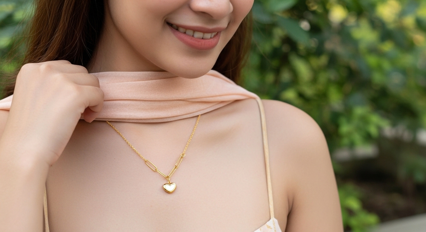 Gold Plated Heart Pendant Necklace for Women – White Enamel Love Charm, Minimal Jewellery India - Image 12