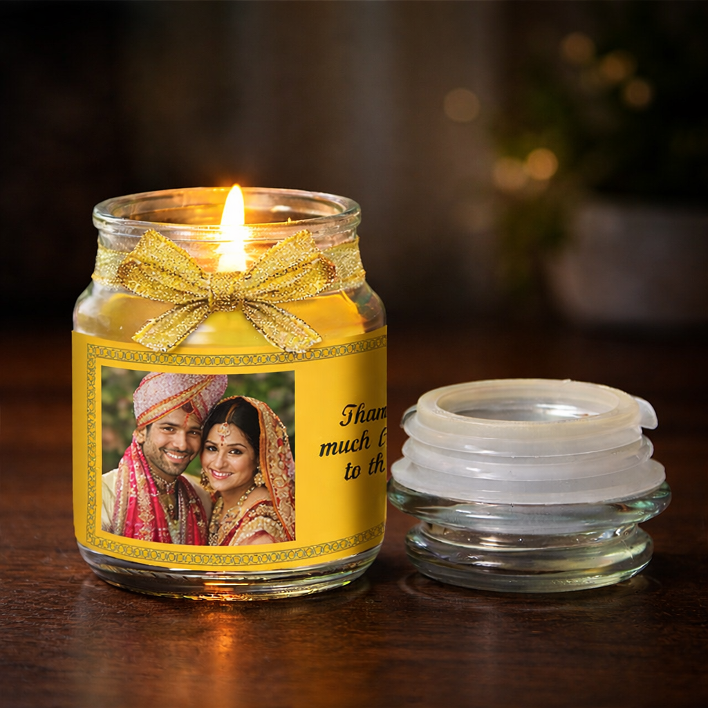 Personalized Photo Jar Candle Gift – Custom Name & Message Candle for Birthday, Anniversary & Wedding Gifts